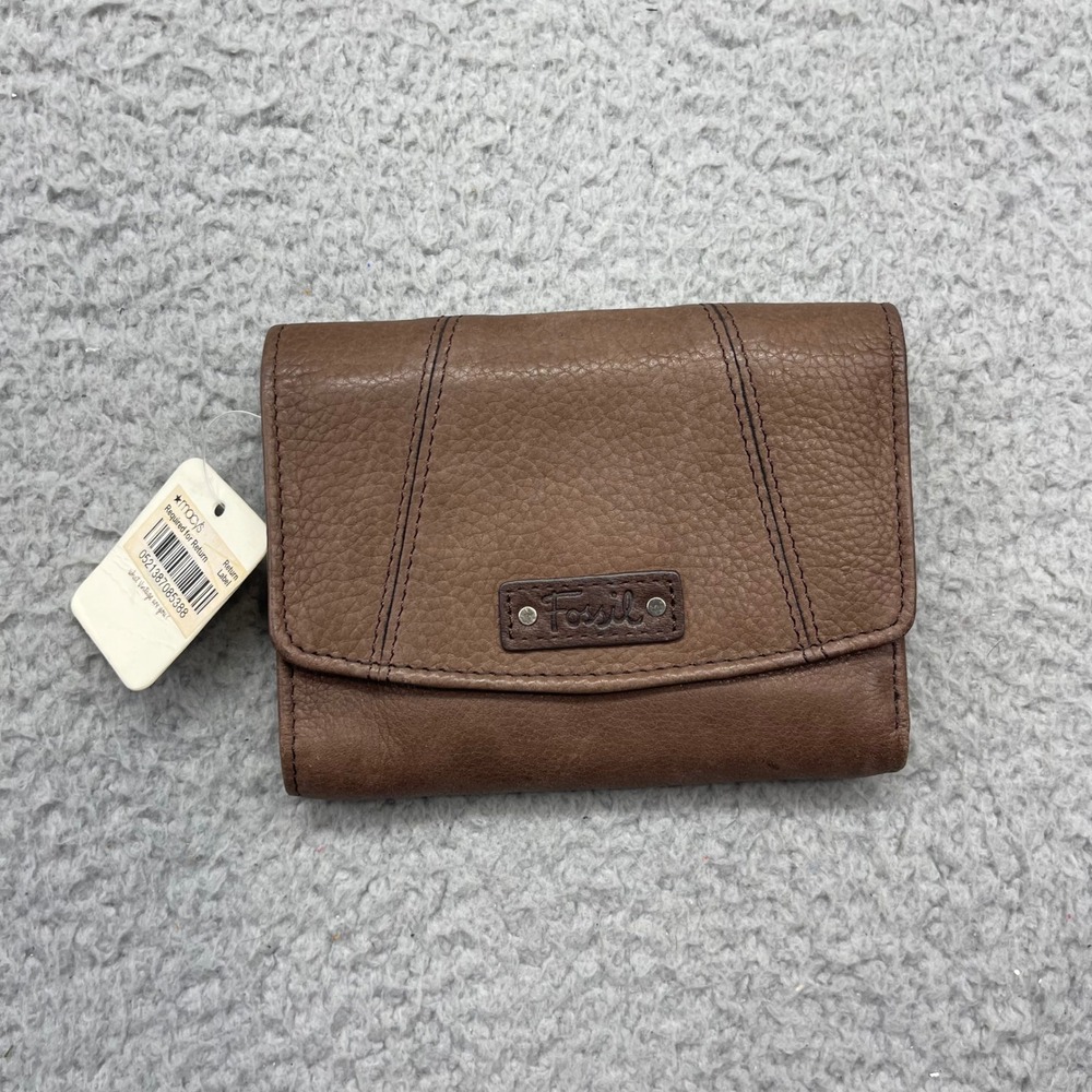 Fossil SL2659206 Womens Glove Flap Multi Espresso Brown‎ Leather Trifold Wallet